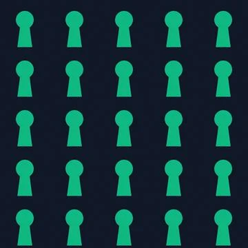 Neon keyhole locks pattern grid on dark background Stockillustratie