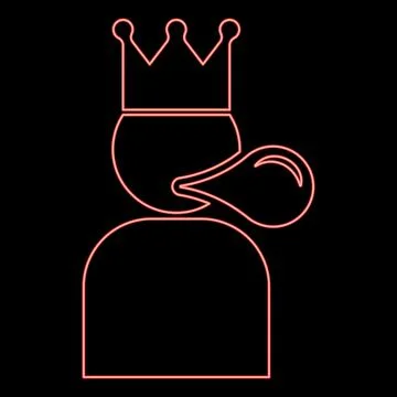 Neon king blowing bubble gum red color vector illustration image flat style Stock Illustration