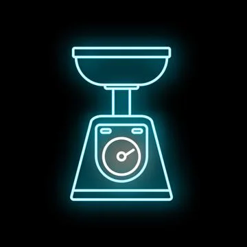 Neon kitchen scale measuring weight icon illustration Stock Illustration