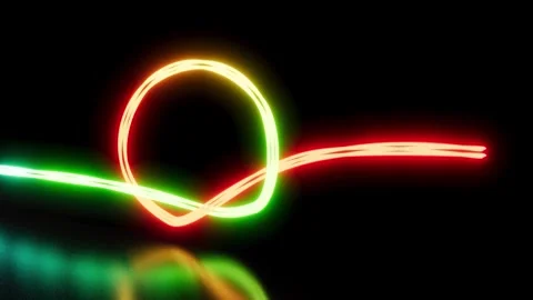 Neon knot on black mirror surface able to loop endless Stock Footage 263543849