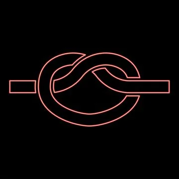 Neon knot Rope tied Node Join concept Noose icon black color vector illustr.. イラスト素材