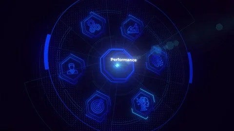 Neon KPI Performance Indicator Animation. Business Organization Strategy. 4K Stock Footage 204945474