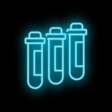 Neon laboratory test tubes glowing in the dark 스톡 일러스트