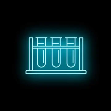 Neon laboratory test tubes glowing science experiment Stock Illustration