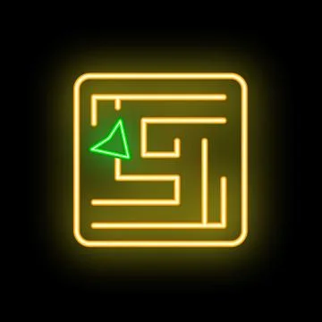 Neon labyrinth game showing the concept of strategy Stock Illustration