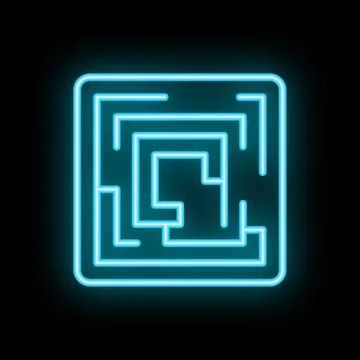 Neon labyrinth glowing on a black background Illustrazione stock