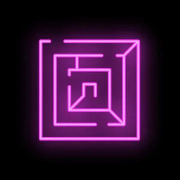 Neon labyrinth glowing in the dark representing problem solving Stock Illustration