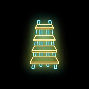 Neon ladder representing steps progressing career development Stock Illustration