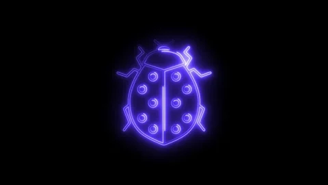 Neon ladybug animation isolated on black background glowing bug insect loop.. Stock Footage 308174718