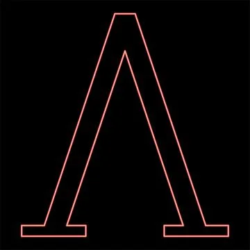 Neon lambda greek symbol capital letter uppercase font red color vector ill.. Stock Illustration