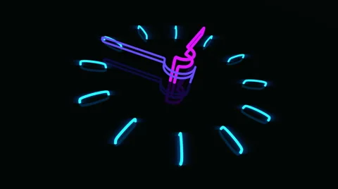 Neon lamp clock, 60 seconds duration Stock Footage 53577829