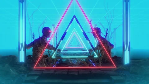 Neon Landscape VJ Loop 01 Stock Footage 293917723