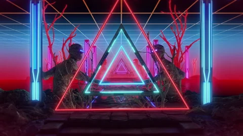 Neon Landscape VJ Loop 02 Stock Footage 293917745