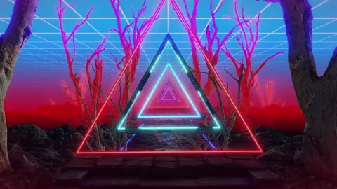 Neon Landscape VJ Loop 03 Stock Footage 293917779