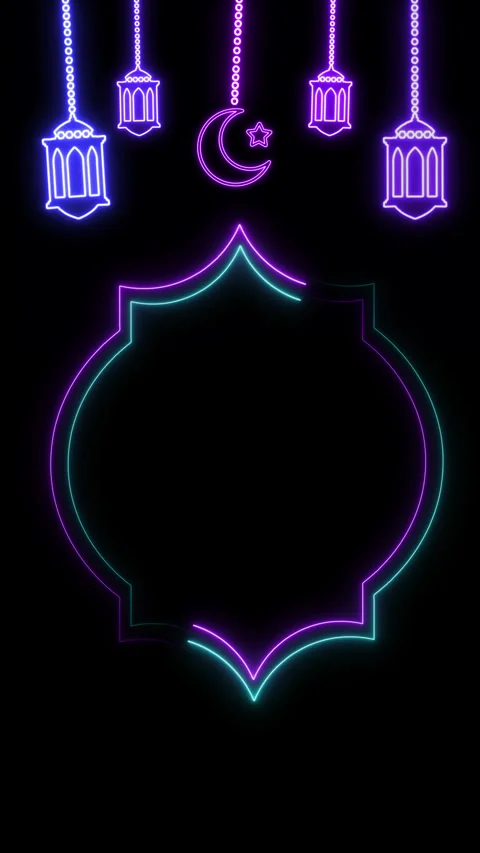 NEON LANTERNS MOON FRAME Stock Footage 266928622