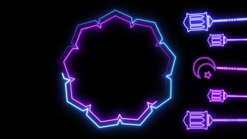 NEON LANTERNS MOON VERTICAL Video stock 261549313