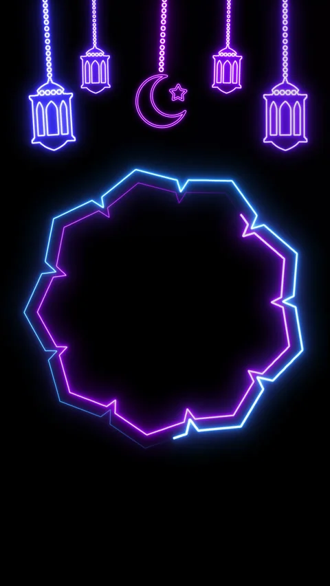 NEON LANTERNS MOON VERTICAL Stock Footage 266929122