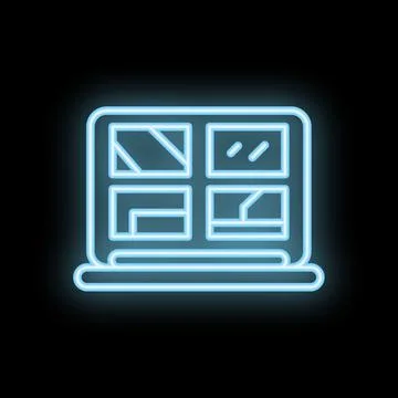 Neon laptop showing analytics dashboard with charts and data イラスト素材