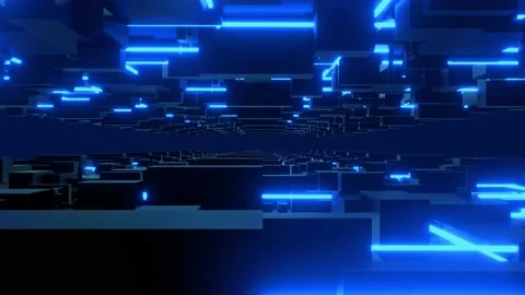 Neon laser 3d structure zoom in background loop blue Stock Footage 229320136