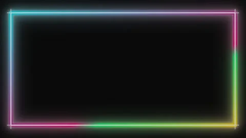 Neon Laser Animated Frame with Vibrant Glowing Multi Colors on Dark Background 库存影片 336307707