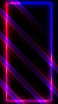 Neon Laser Frame with Diagonal Light Beams on Black Stock Illustration