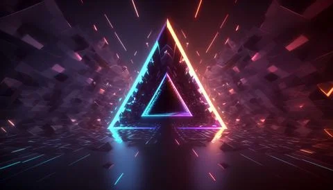 A neon laser light creates a visually appealing triangular shape that can b.. Stock Illustration