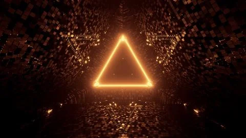 Neon laser lights in a triangular shape with a black background Stock Illustration