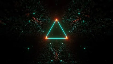Neon laser lights in a triangular shape with a black background Stock Illustration