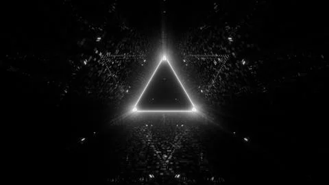 Neon laser lights in a triangular shape with a black background Stock Illustration