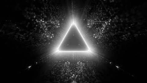 Neon laser lights in a triangular shape with a black background Stock Illustration