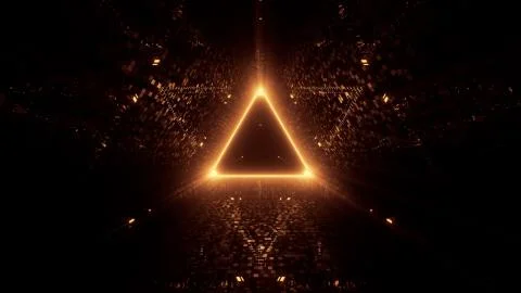 Neon laser lights in a triangular shape with a black background Stock Illustration