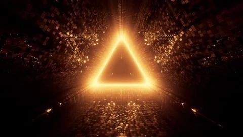 Neon laser lights in a triangular shape with a black background Stock Illustration