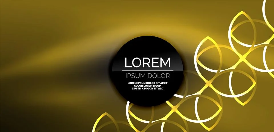 Neon laser lines, circles waves abstract background. Neon light or laser show Stock Illustration
