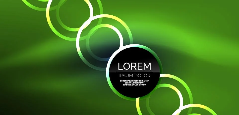 Neon laser lines, circles waves abstract background. Neon light or laser show Stock Illustration