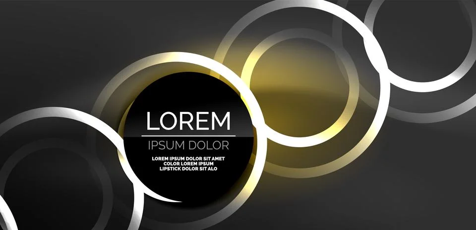 Neon laser lines, circles waves abstract background. Neon light or laser show Stock Illustration