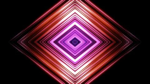 Neon laser squares with reflection. Abstract technology background. 3D render Stock Illustration