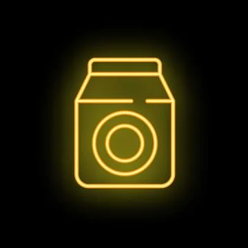Neon laundry detergent packaging shining on black background Illustrazione stock
