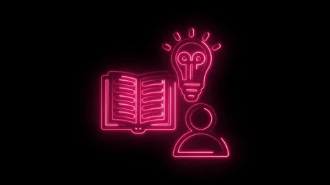 Neon learning concept animation knowledge and idea generation with open book and Stock Footage 330775275