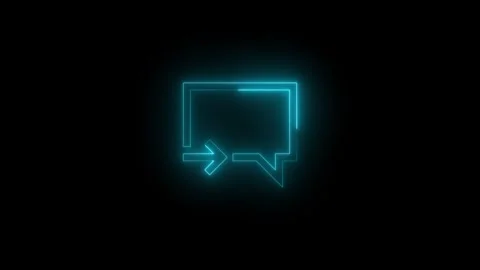 Neon leave chat mirrored icon glowing black background animation Stock Footage 289534278