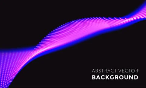 Neon LED light 3D wave glowing flow twisted motion vector technology backgrou Stock Illustration