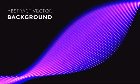 Neon LED light 3D wave glowing flow twisted motion vector technology backgrou Stock Illustration