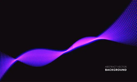 Neon LED light 3D wave glowing flow twisted motion vector technology backgrou Stock Illustration