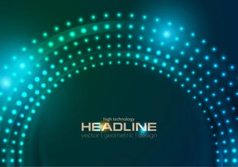 Neon led lights abstract circle tech background Illustrazione stock