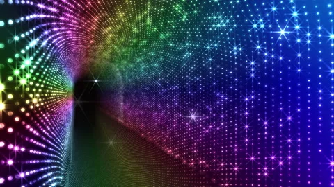 Neon Led Lights Sci Fi Futuristic Glowing Dot Dark space DN3 Stock Footage 212404154