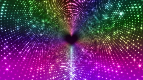 Neon Led Lights Sci Fi Futuristic Glowing Dot Dark space HF3 Stock Footage 212414480