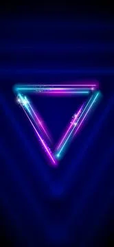 Neon, led triangle. Background, wallpaper smartphone, mobile phone. Pink blue Illustrazione stock