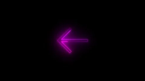 Neon left arrow key time icon glowing black background animation Stock Footage 289534354