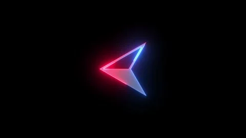 Neon left cursor arrow icon blue red color glowing animated black background Stock Footage 274575475
