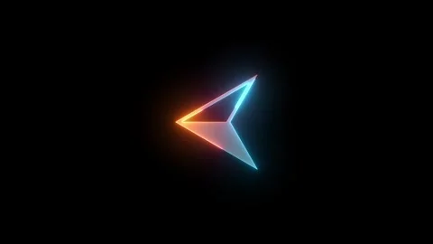 Neon left cursor arrow icon brown cyan color glowing animated black background Stock Footage 274575481