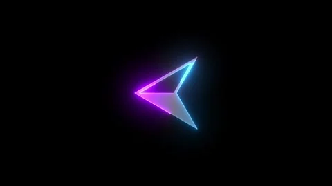 Neon left cursor arrow icon cyan purple color glowing animated black background Stock Footage 274575507